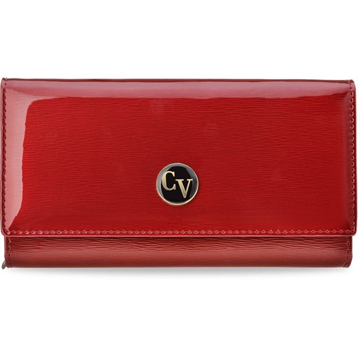 Duży skórzany portfel damski lakierowana portmonetka kopertówka cavaldi - czerwony Cavaldi   world-style.pl