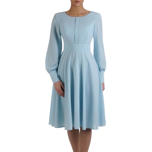 Szyfonowa sukienka w klasycznym fasonie 14940, elegancka kreacja midi.