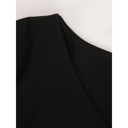Sukienka czarna Modbis elegancka biznesowa z długim rękawem ołówkowa w serek 