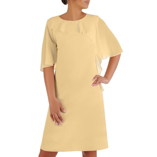 Sukienka żółta z krótkim rękawem asymetryczna z szyfonu 