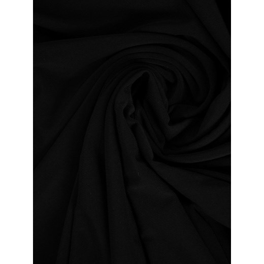 Sukienka czarna Modbis rozkloszowana elegancka z krótkim rękawem bez wzorów 