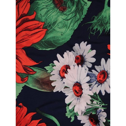 Sukienka z marszczonym dekoltem Ksylena XI, wiosenna kreacja w kwiaty