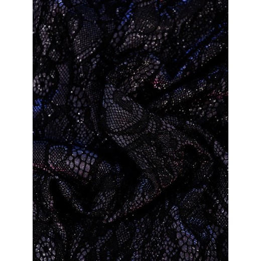Sukienka Modbis w abstrakcyjnym wzorze na sylwestra midi z okrągłym dekoltem dopasowana 