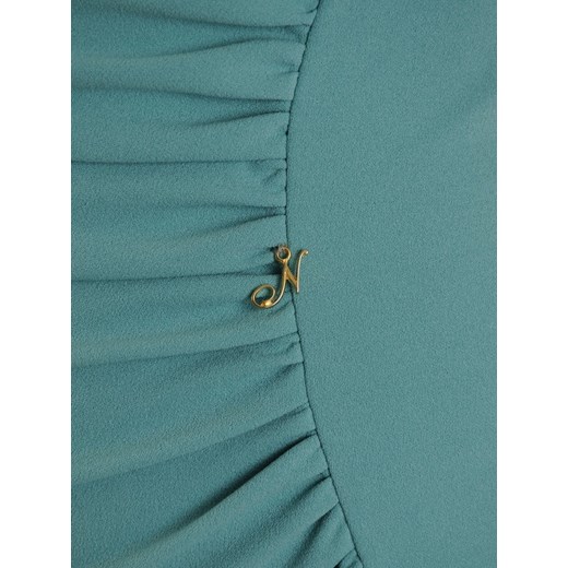 Sukienka niebieska Modbis bez wzorów na urodziny z krótkim rękawem midi 