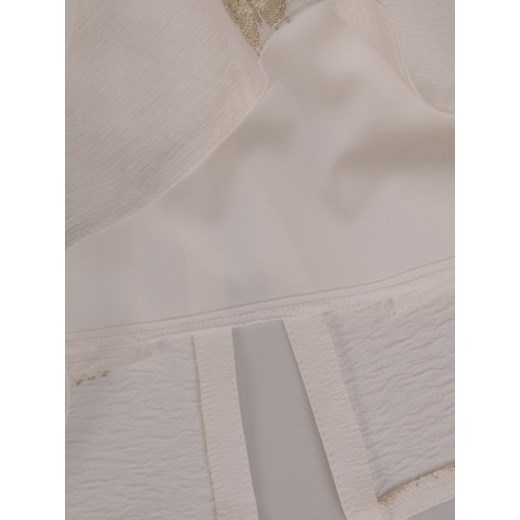 Sukienka Modbis biała elegancka midi z krótkim rękawem z okrągłym dekoltem 