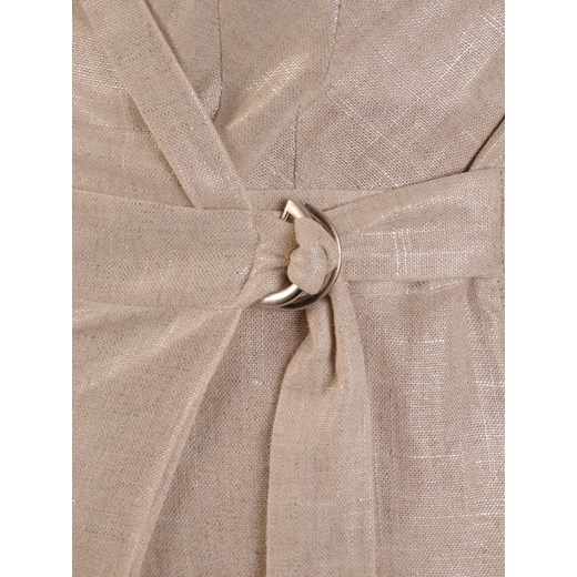 Sukienka beżowa Modbis z krótkim rękawem mini gładka z tkaniny 