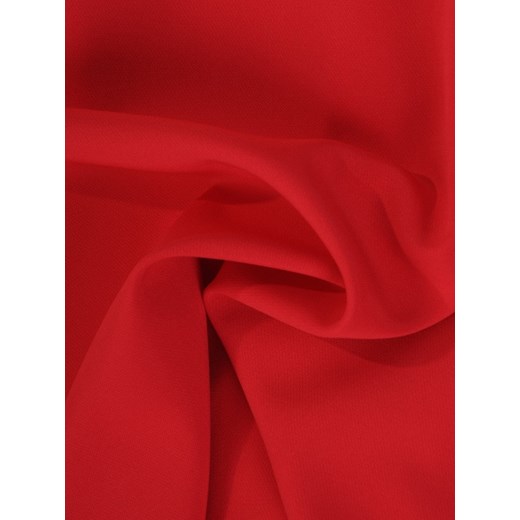 Sukienka czerwona Modbis gładka midi z krótkim rękawem prosta 