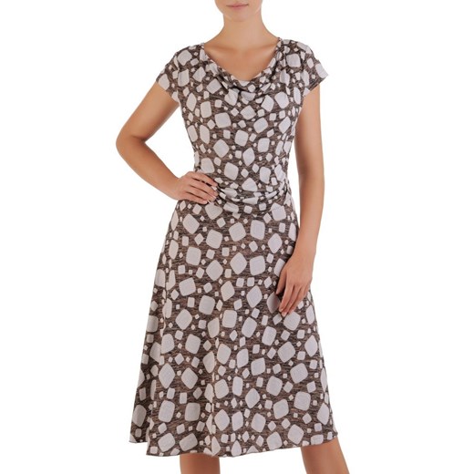 Sukienka w abstrakcyjne wzory midi na spacer 