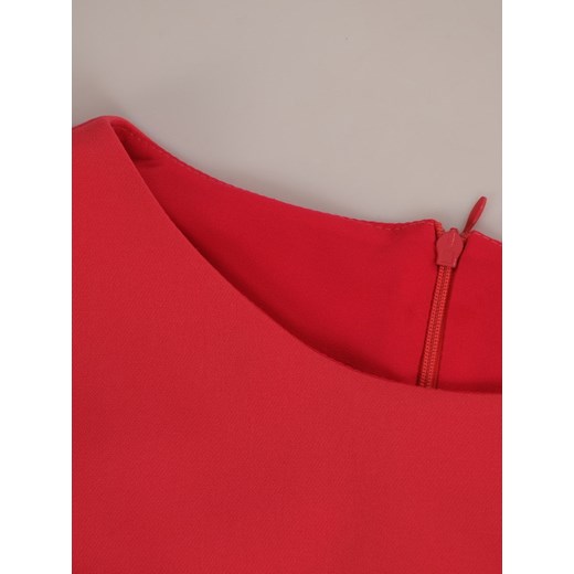 Sukienka Modbis maxi z okrągłym dekoltem prosta czerwona bez rękawów na bal 