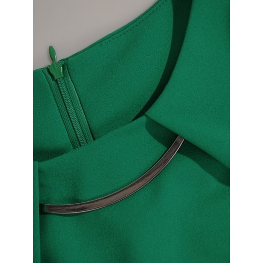 Sukienka Modbis biznesowa prosta zielona midi z krótkim rękawem 