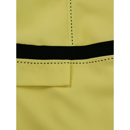 Żółta sukienka z lamówkami Ksawera IX, klasyczna kreacja na wiosnę.