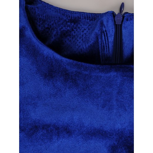 Sukienka niebieska Modbis z długim rękawem z okrągłym dekoltem rozkloszowana midi 