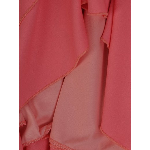 Sukienka różowa Modbis midi z krótkimi rękawami na wesele tkaninowa bez wzorów 