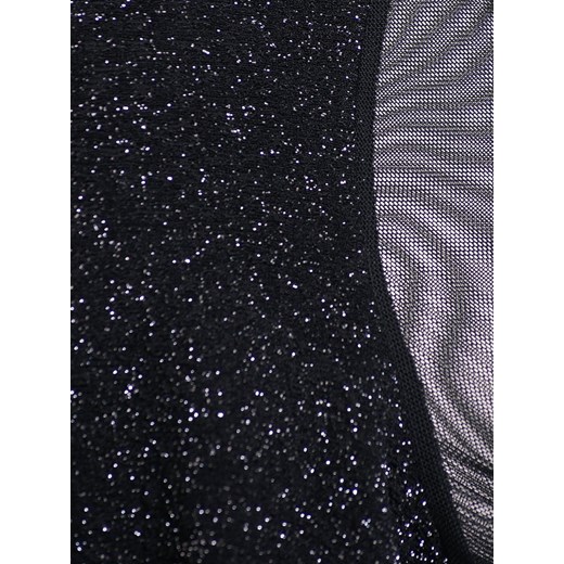 Czarno-srebrna suknia wieczorowa Lucyna I, piękna kreacja z rękawami z siateczki.