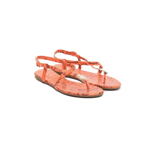 Pomarańczowe sandały damskie Renee na płaskiej podeszwie z klamrą bez obcasa casual bez wzorów na lato 