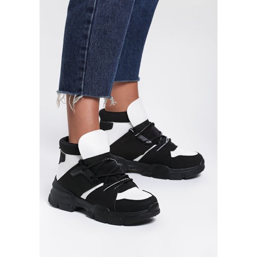 Sneakersy damskie Renee na platformie sznurowane czarne na wiosnę młodzieżowe 