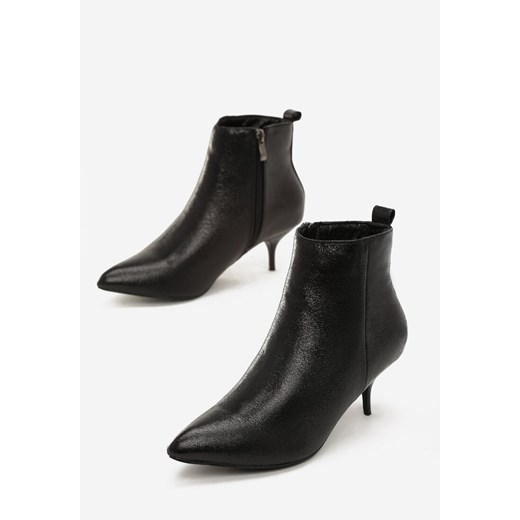 Botki Renee bez wzorów1 na szpilce czarne 
