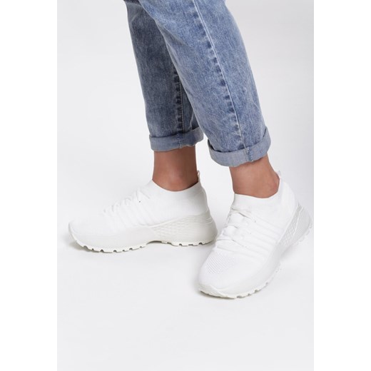 Renee buty sportowe damskie sneakersy w stylu młodzieżowym białe na platformie sznurowane 