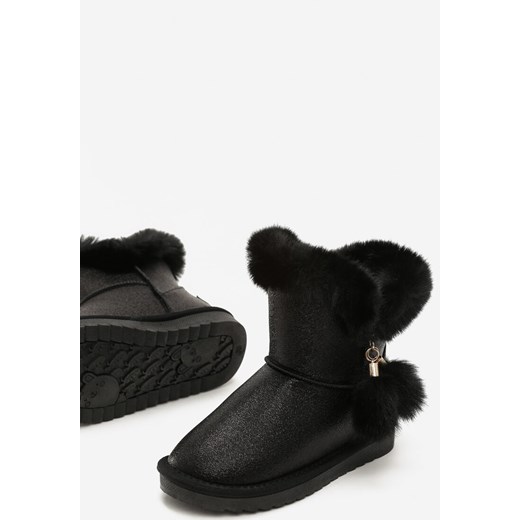 Born2be buty zimowe dziecięce śniegowce czarne na zimę 
