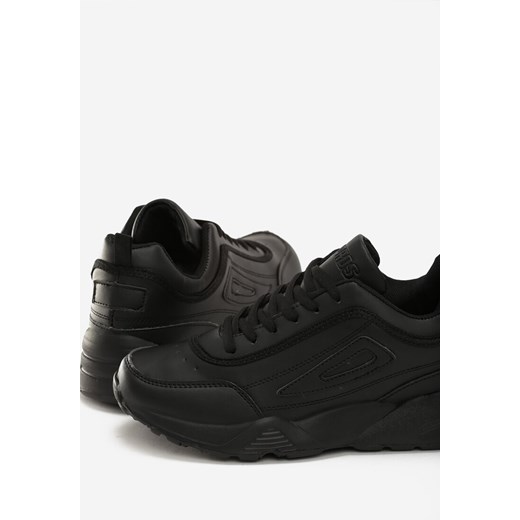 Buty sportowe damskie czarne Born2be sneakersy w stylu młodzieżowym wiązane na platformie 