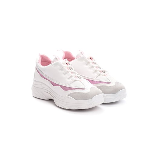 Sneakersy damskie białe Born2be gładkie na platformie 