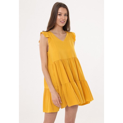 Sukienka żółta Born2be mini oversize 