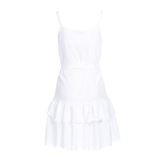 Biała sukienka Born2be na ramiączkach z okrągłym dekoltem casual na spacer prosta 