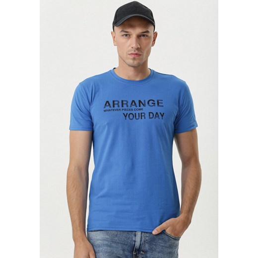 Born2be t-shirt męski niebieski z krótkim rękawem młodzieżowy 