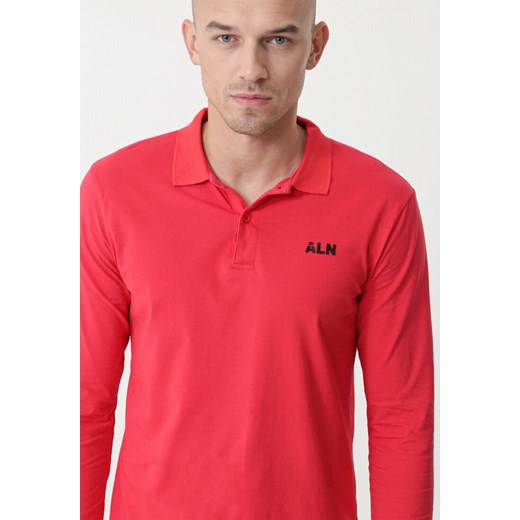T-shirt męski czerwony Born2be z długim rękawem gładki 