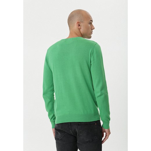 Sweter męski Born2be zielony bez wzorów casual 