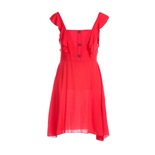 Sukienka Renee czerwona z dekoltem karo bez wzorów mini 