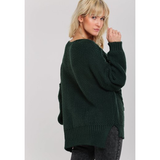 Sweter damski Renee z okrągłym dekoltem zielony casual 