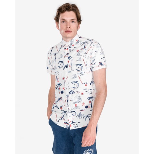 Koszula męska Jack & Jones lniana w abstrakcyjnym wzorze 