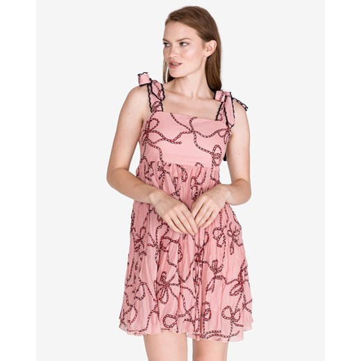 Sukienka Pinko rozkloszowana na ramiączkach mini z dekoltem karo 