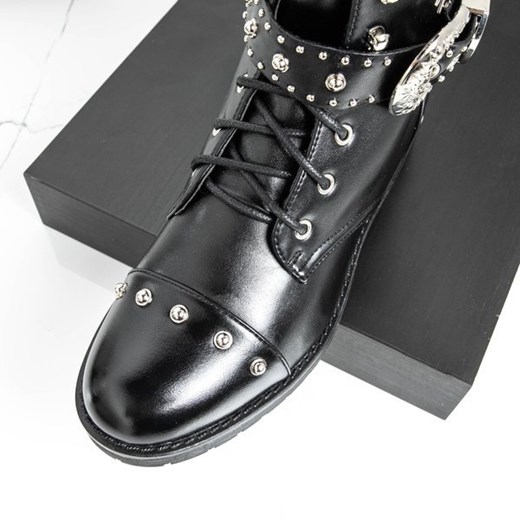 Czarne workery z ozdobami Texas - Obuwie Royalfashion.pl 41