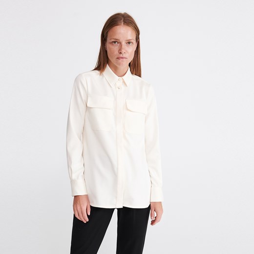 Koszula damska Reserved z długim rękawem biała bez wzorów 