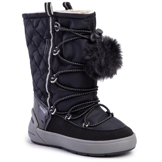 Buty zimowe dziecięce Geox śniegowce wiązane bez wzorów 