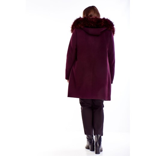 klasyczny płaszcz z ozdobnym kapturem fioletowy   L TAGLESS