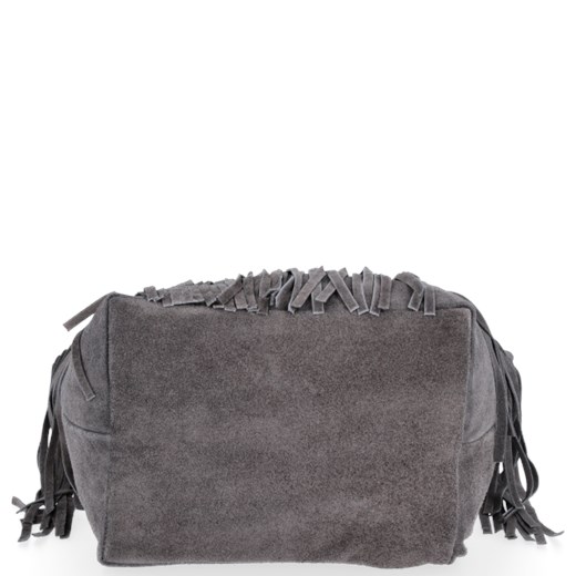 Uniwersalne Torebki Skórzane typu Shopper Bag XL w stylu boho firmy Vittoria Gotti Ciemno Szara (kolory) Vittoria Gotti PaniTorbalska