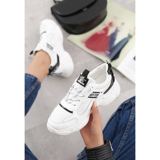 Born2be sneakersy damskie sportowe białe sznurowane gładkie ze skóry ekologicznej na platformie 