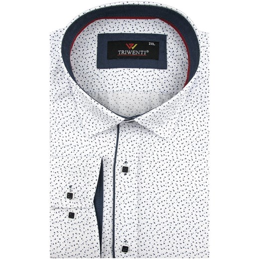 Koszula męska Triwenti z długim rękawem z tkaniny z kołnierzykiem button down w abstrakcyjne wzory 