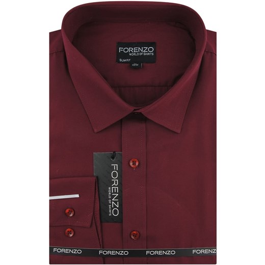Koszula męska czerwona Forenzo z długim rękawem bez wzorów z klasycznym kołnierzykiem 