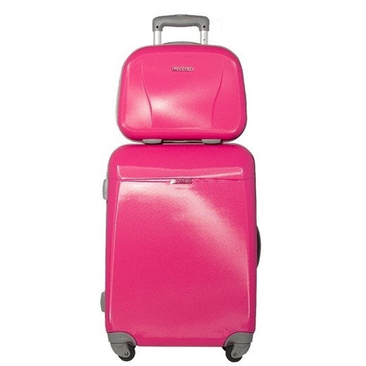 Zestaw walizka z poliwęglanu duża + kuferek Puccini PC 005 - Zestaw walizka duża + kuferek Puccini PC 005 lux4u-pl rozowy baza pod makijaż