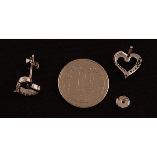 Kolczyki srebrne rodowane z cyrkonią serce serduszko k1597 - 1,2 g