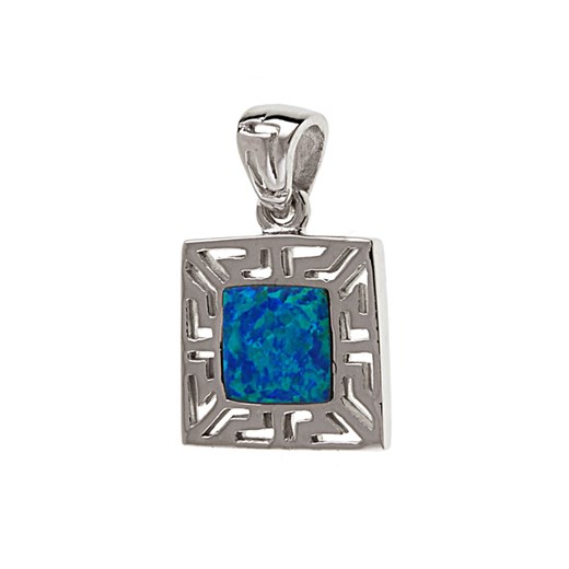 Wisiorek srebrny kwadrat z niebieskim opalem w0241 - 3,4g.