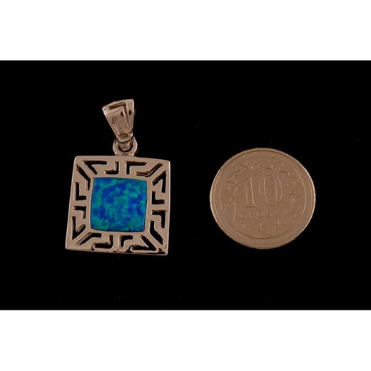 Wisiorek srebrny kwadrat z niebieskim opalem w0241 - 3,4g.