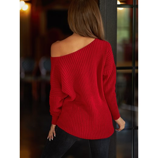 Damski sweter czerwony 6841CE  Escoli uniwersalny okazja  