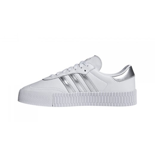 Buty sportowe damskie Adidas gładkie białe płaskie sznurowane skórzane 