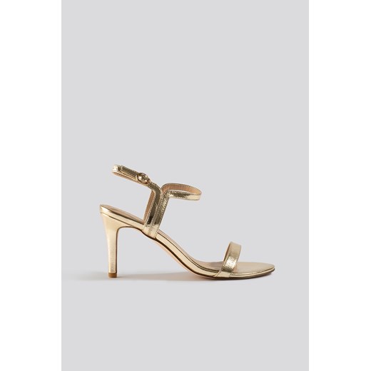 Sandały damskie złote NA-KD Shoes na wysokim obcasie eleganckie na szpilce z klamrą 