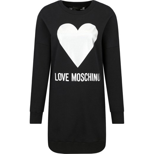 Sukienka Love Moschino prosta z okrągłym dekoltem mini z długim rękawem 